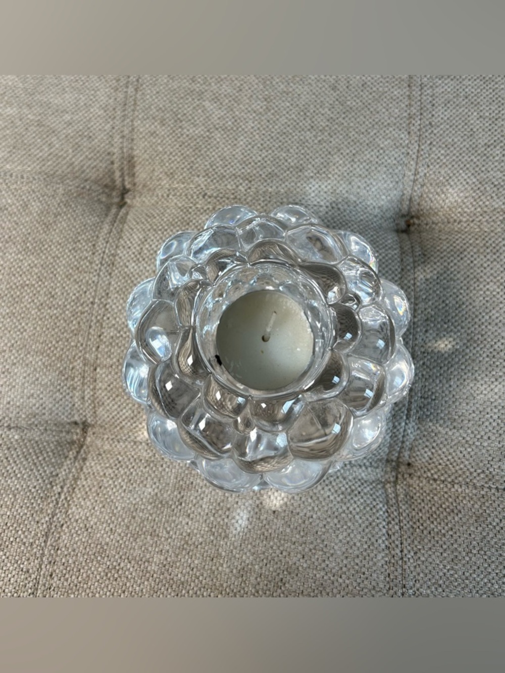 Orrefors Sweden Hallon Raspberry Crystal Votive Candle Holder Bubble Design 4"